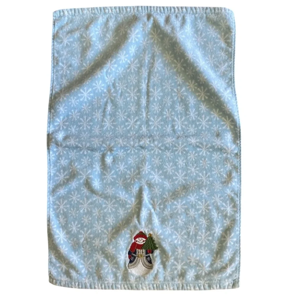 Jingles & Joy Embroidered Snowman Light Blue Hand Towels Set of 2